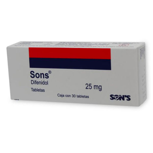 Sons (Difenidol) 25 mg Caja con 30 Tabletas