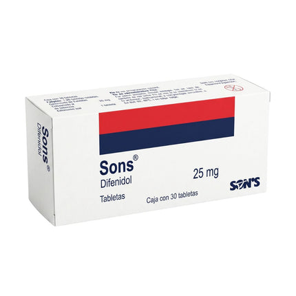 Sons (Difenidol) 25 mg Caja con 30 Tabletas