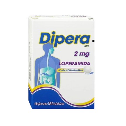 Dipera (Loperamida)2 mg Caja con 12 Tabletas