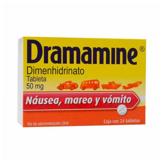 Dramamine (Dimenhidrinato) 50 mg Caja con 24 Tabletas