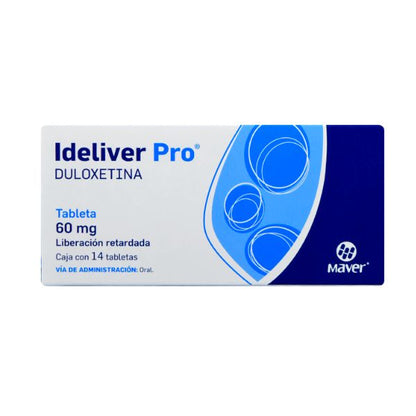 Ideliver Pro (Duloxetina) 60 mg Caja con 14 Tabletas