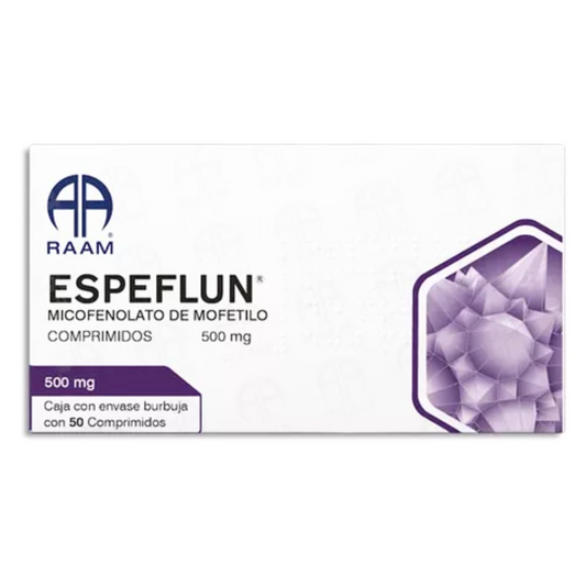 Espeflun (Micofenolato de Mofetilo) 500 mg Caja con 50 Comprimidos