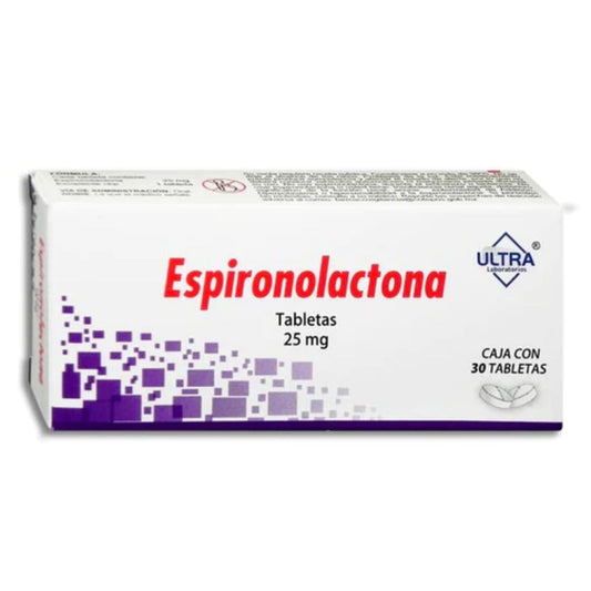 Espirinolactona 25 mg Caja con 30 Tabletas