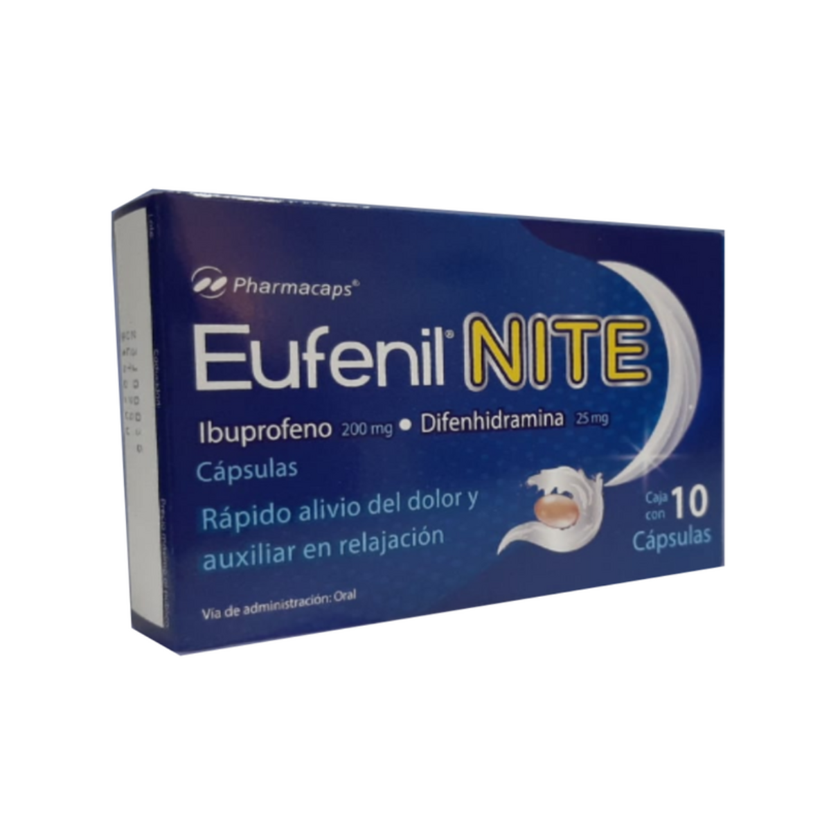 Eufenil NITE (Ibuprofeno 200 mg Difenhidramina 25 mg) Caja con 10 Cápsulas