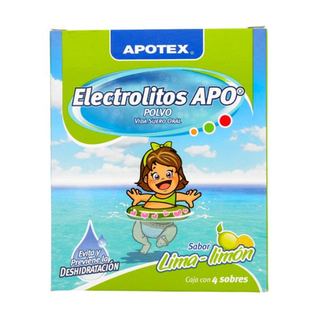 Electrolitos Apo Sabor Lima-Limón Caja con 4 Sobres Apotex