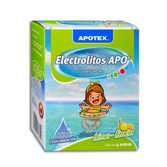 Electrolitos Apo Sabor Lima-Limón Caja con 4 Sobres Apotex