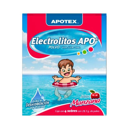 Electrolitos Apo Sabor Manzana Caja con 4 Sobres Apotex