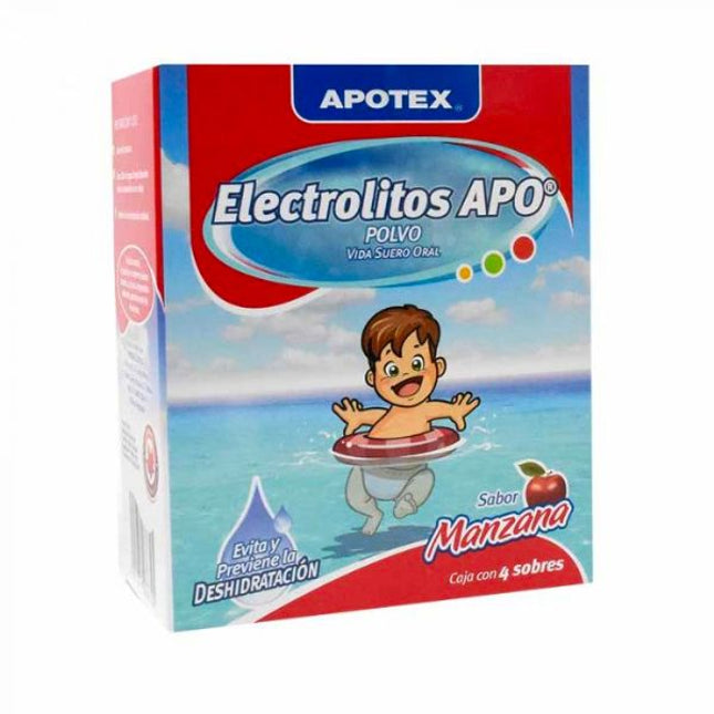 Electrolitos Apo Sabor Manzana Caja con 4 Sobres Apotex