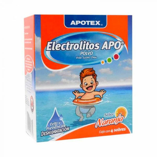 Electrolitos Apo Sabor Naranja Caja con 4 Sobres Apotex