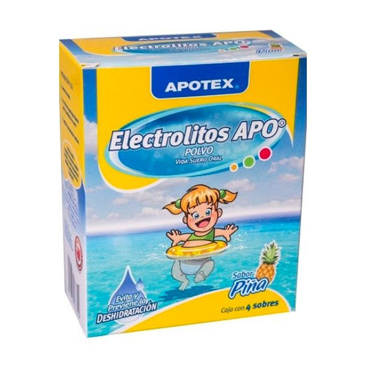 Electrolitos Apo Sabor Piña Caja con 4 Sobres Apotex