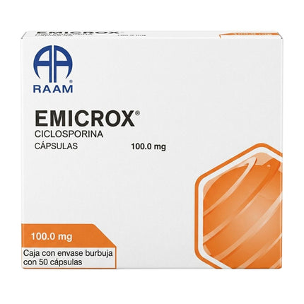 Emicrox (Ciclosporina) 100 mg Caja con 50 Cápsulas