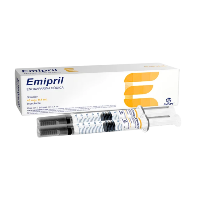 Emipril Enoxaparina Sódica 40mg/0.4ml Caja con 2 Jeringas Maver