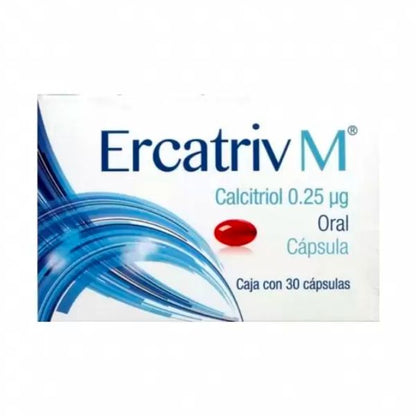 Ercatriv M (Calcitriol) 0.25 Ug Caja con 30 Cápsulas