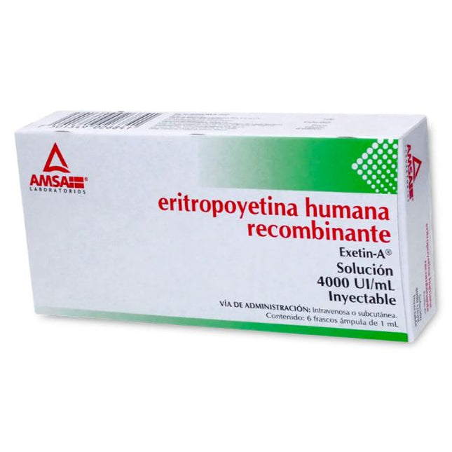 Eritropoyetina Humana Recombinante Caja con 6 Ámpulas de 4000 UI / 1 ml