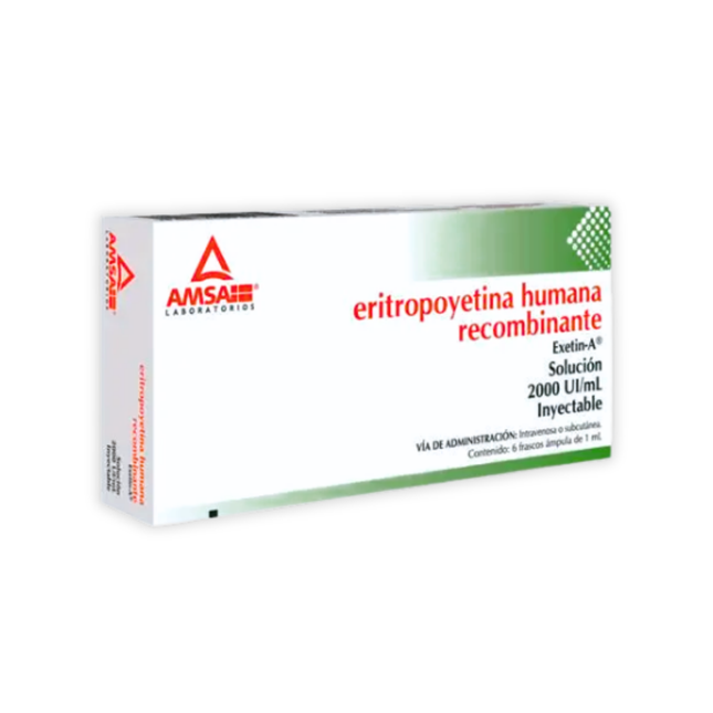 Eritropoyetina Humana Recombinante 2000 UI / 1 mL Caja C/6 Frasco Ampula | AMSA