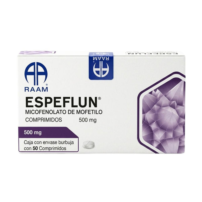 Espeflun (Micofenolato de Mofetilo) 500 mg Caja con 50 Comprimidos