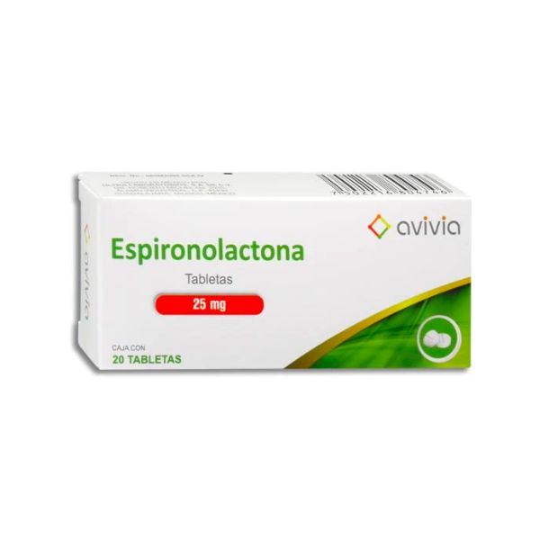 Espironolactona 25 mg Caja con 20 Tabletas