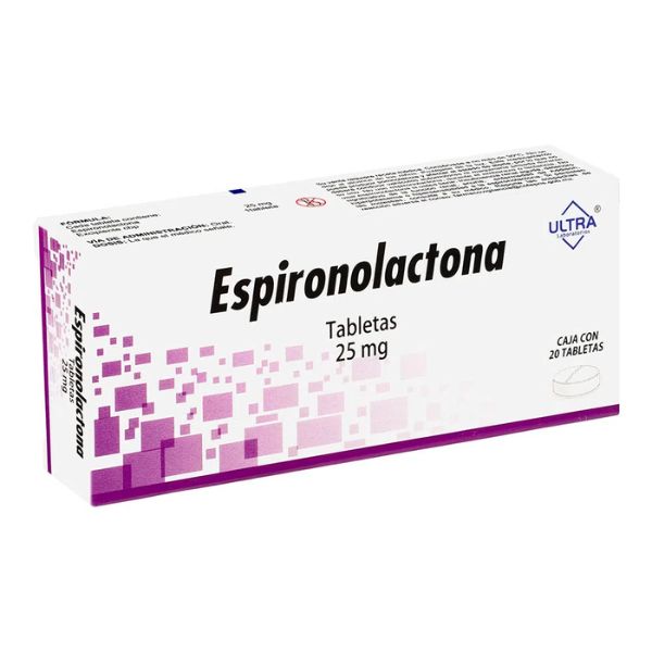 Espironolactona 25 mg Caja con 20 Tabletas