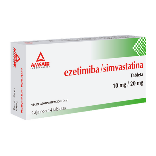 Ezetimiba Simvastatina 10 Mg/ 20 Mg Caja con 14 Tabletas