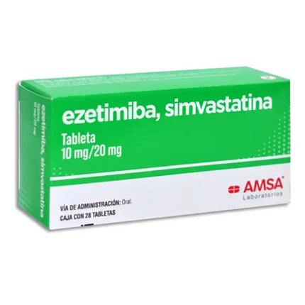Ezetimiba Simvastatina 10 mg / 20 mg Caja con 28 Tabletas | AMSA Laboratorios