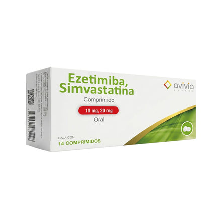Ezetimiba Simvastatina 10 mg/20 mg Caja con 14 Tabletas