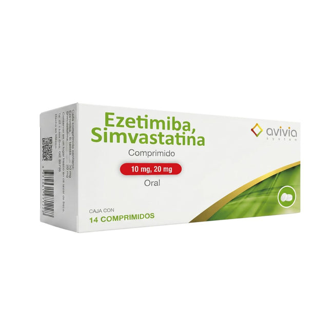 Ezetimiba Simvastatina 10 mg/20 mg Caja con 14 Tabletas