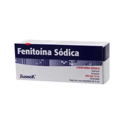 Fenitoína Sódica 250 mg Caja con 1 Ampolleta Inyectable 5 mL