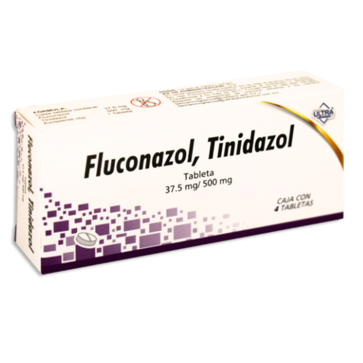 Fluconazol 37.5 mg Tinidazol 500 mg Caja con 4 Tabletas