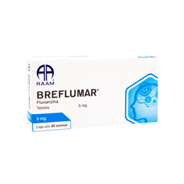 Breflumar (Flunarizina) 5mg Caja c/40 tabletas Laboratorios RAAM