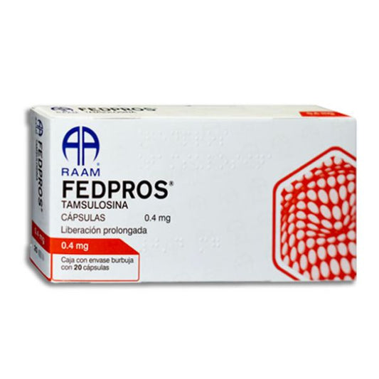 Fedpros (Tamsulosina) 0.4 mg Caja con 20 Cápsulas