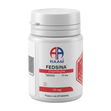 Fedsina (Clopidogrel) 75 mg Frasco con 28 Tabletas
