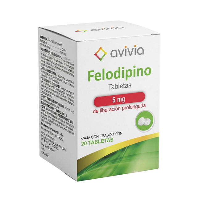 Felodipino 5 mg Caja con 20 Tabletas