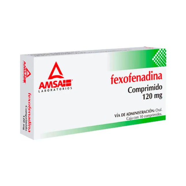 Fexofenadina 120 mg Caja con 10 Tabletas AMSA Laboratorios