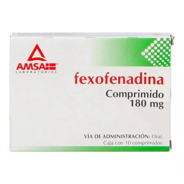 Fexofenadina 180 mg Caja con 10 Tabletas