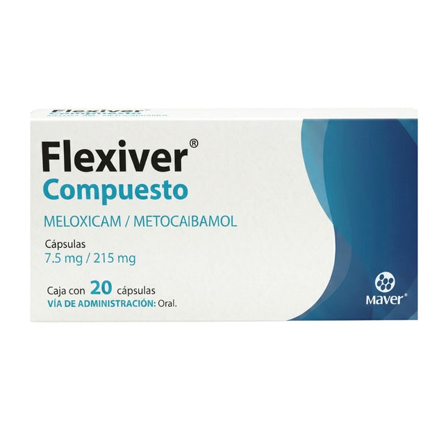 Flexiver Compuesto (Meloxicam / Metocarbamol) 7.5 mg / 215 mg Caja con 20 Cápsulas