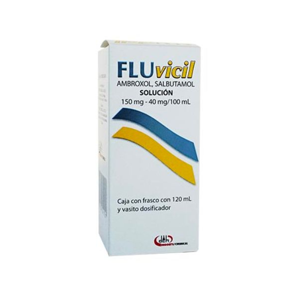 Fluvicil (Ambroxol/Salbutamol) 150 mg/100 mg/100 ml Frasco con 120 ml