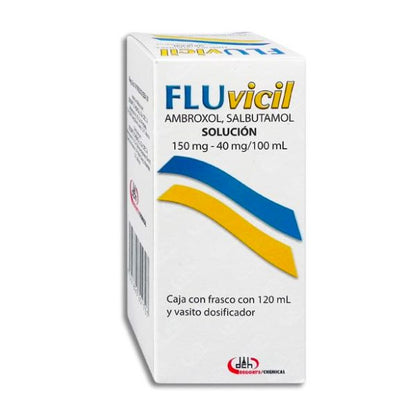 Fluvicil (Ambroxol/Salbutamol) 150 mg/100 mg/100 ml Frasco con 120 ml