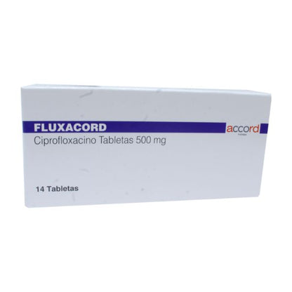 Fluxacord (Ciprofloxacino) 500 mg Caja con 14 Tabletas