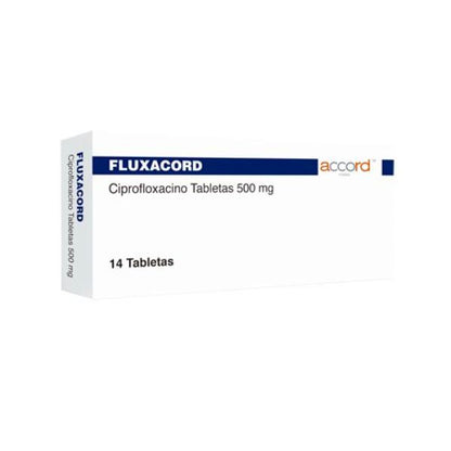 Fluxacord (Ciprofloxacino) 500 mg Caja con 14 Tabletas