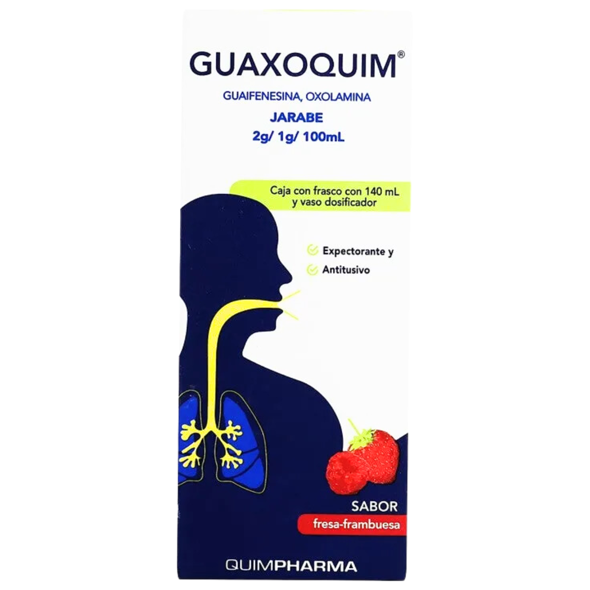 Guaxoquim (Guaifenesina 2 g/ Oxolamina 1 g) Jarabe 140 mL – Farmacia