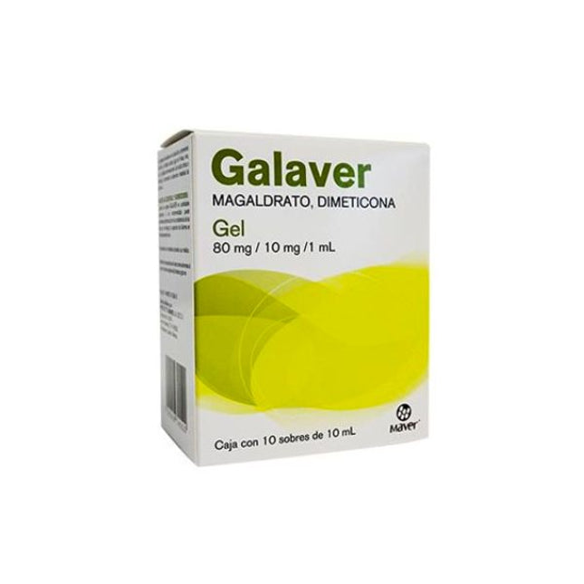 Galaver (Magaldrato/Dimeticona) Gel 80 mg/10 mg/1 ml Caja con 10 Sobres