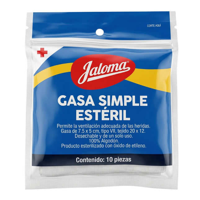 Gasa Simple Esterilizada 10 Sobres 10 X 10 cm Jaloma