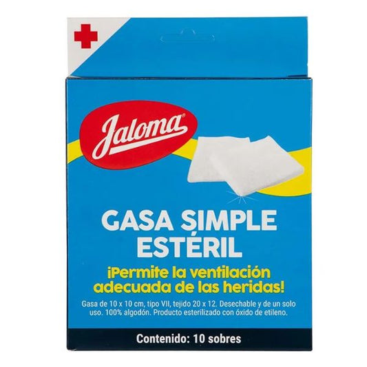 Gasa Simple Esterilizada 10 Sobres 10 X 10 cm Jaloma