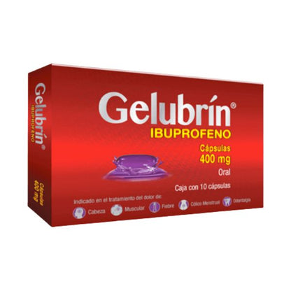 Gelubrin (Ibuprofeno) 400 mg Caja con 10 Cápsulas de Gel