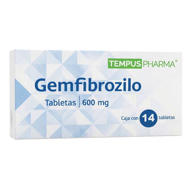 Gemfibrozilo 600 mg Caja con 14 Tabletas