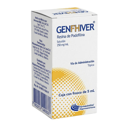 Genfhiver (Resina de Podofilina) Solucion 250 mg/mL Caja con Frasco con 5 mL