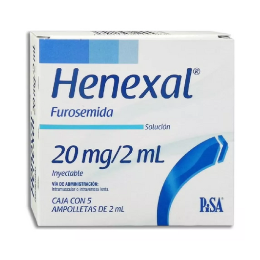 Henexal (Furosemida) 20 mg Caja con 5 Ampulas Inyectables