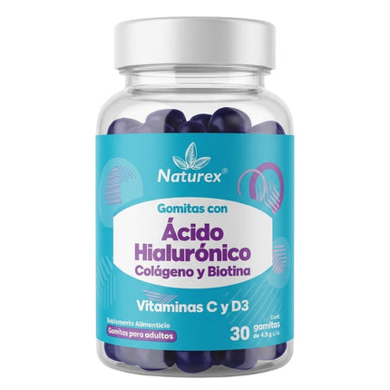 Ácido Hialurónico Colágeno Biotina Frasco con 30 Gomitas