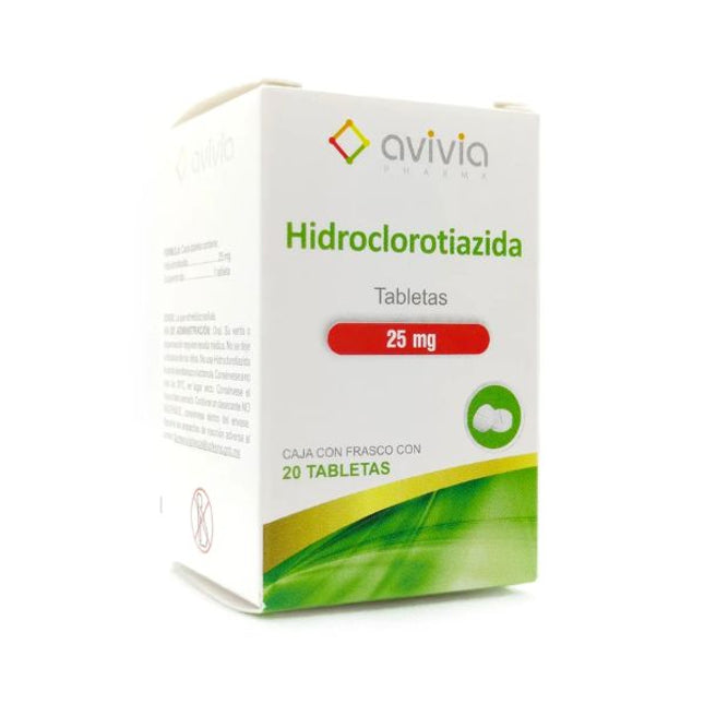 Hidroclorotiazida 25 mg Caja con 20 Tabletas