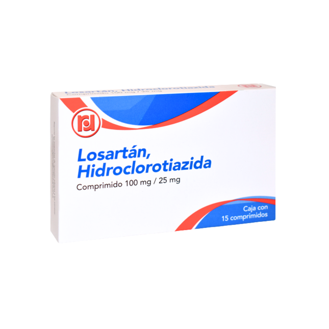 Losartán/Hidroclorotiazida 100mg/25mg Caja con 15 comprimidos | Randall